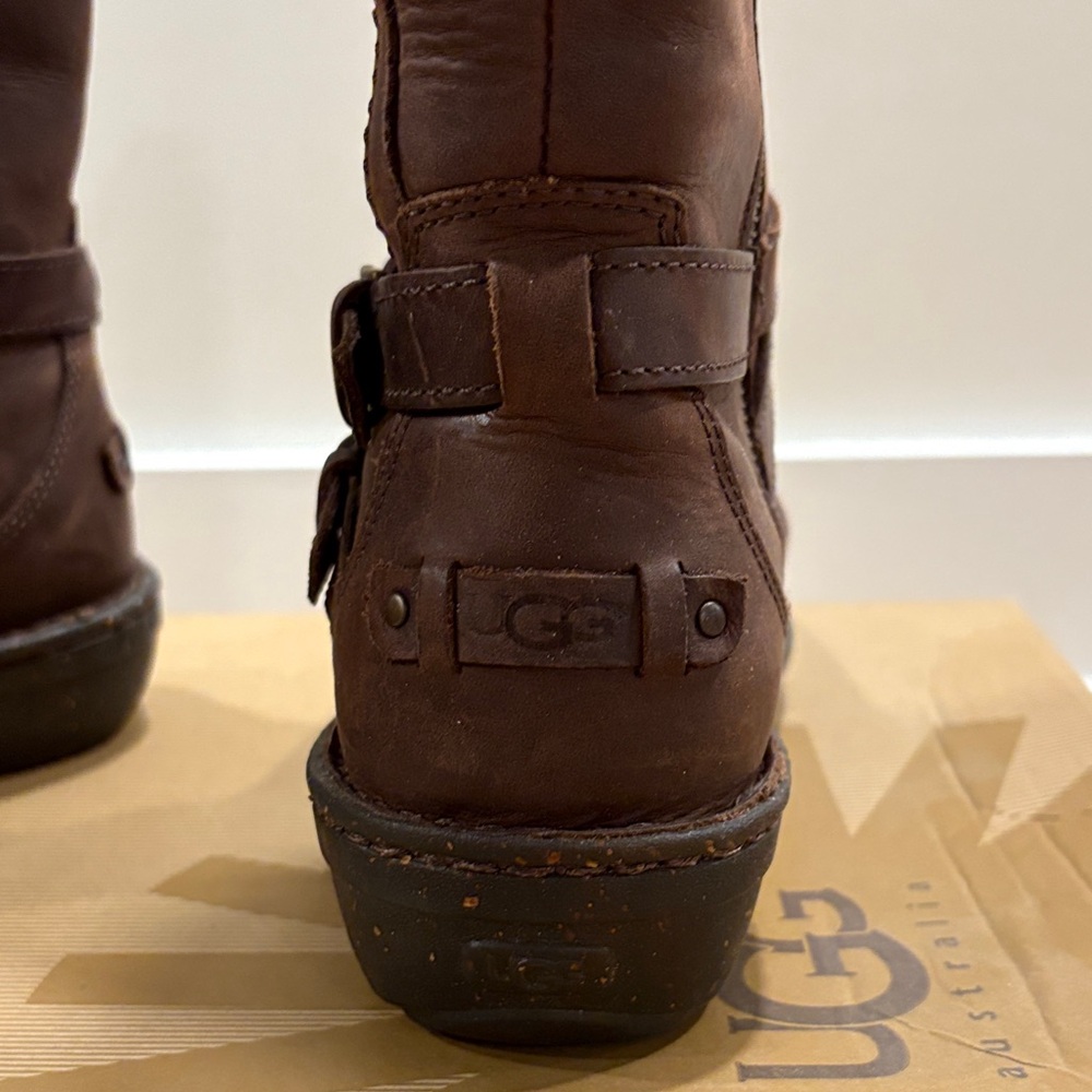 UGG Chocolate Brown Leather Knee-High Boots - Picture 5 of 8